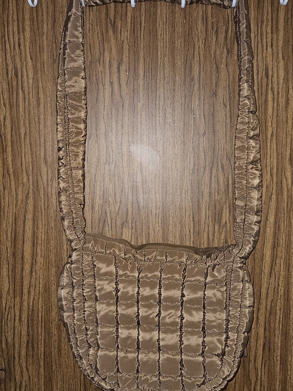 Rainbow Quilted Satin Crossbody Bag - Taupe
